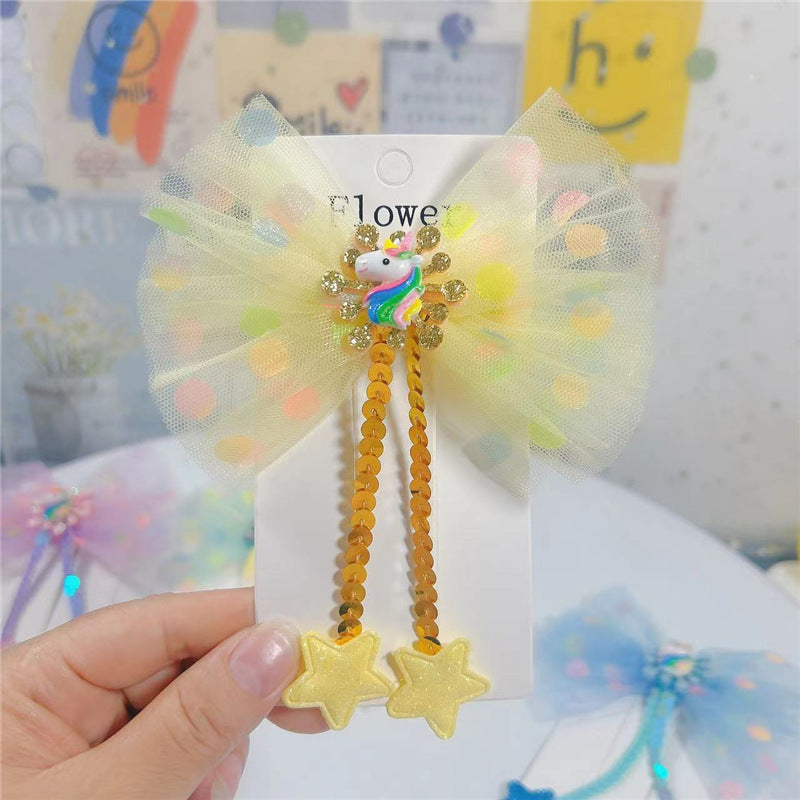 Clips de cabello de arco de brillo al por mayor para niños